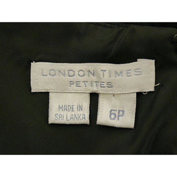 London Times Womens Sleeveless Black Cocktail Sheath Dress Straps Lined Size 6P - Picture 6 of 7